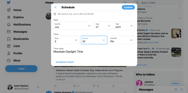 programar seg&uacute;n la fecha y hora de publicaci&oacute;n preferidas