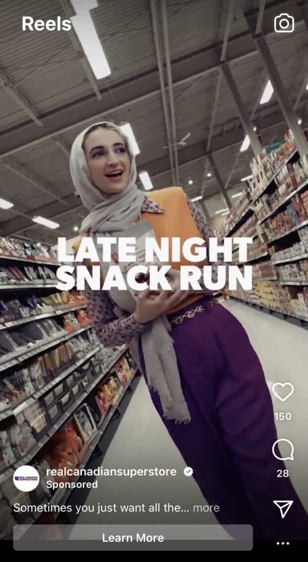 Todo lo que necesita saber sobre los anuncios de carretes de Instagram Anuncio de Real Canadian Superstore Instagram Stories