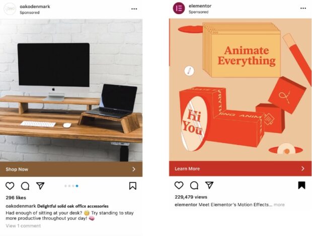 Cómo anunciarse en Instagram: una guía de 5 pasos para usar anuncios de Instagram Anuncios de Instagram para accesorios de oficina y efectos de movimiento.