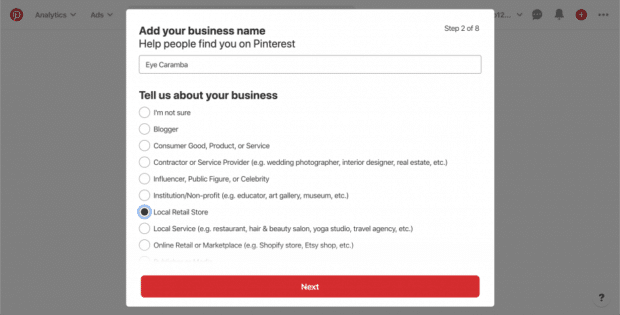 Cómo utilizar Pinterest para empresas: 8 estrategias que debes conocer agregue el nombre de la empresa y describa el tipo de empresa