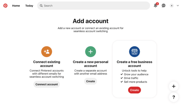Cómo utilizar Pinterest para empresas: 8 estrategias que debes conocer botón crear debajo de crear una cuenta comercial gratuita