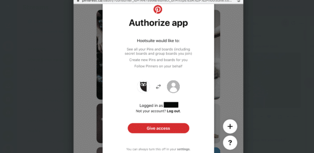 Cómo utilizar Pinterest para empresas: 8 estrategias que debes conocer autorizar la aplicación haciendo clic en dar acceso