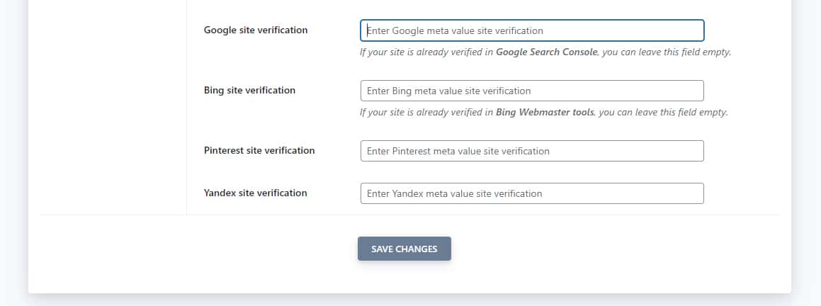 La configuración avanzada de SEOPress simplifica el proceso de verificación del sitio de Google.