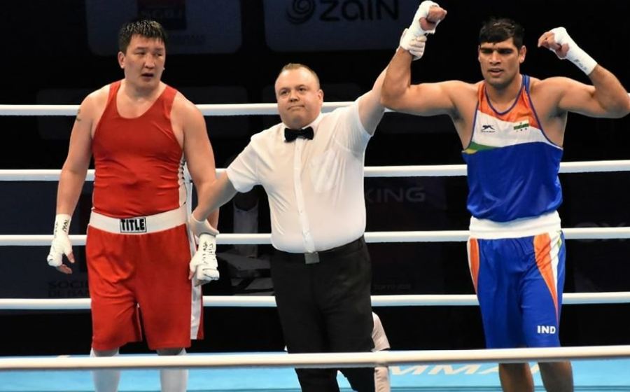 Satish Kumar tras ganar un combate de boxeo