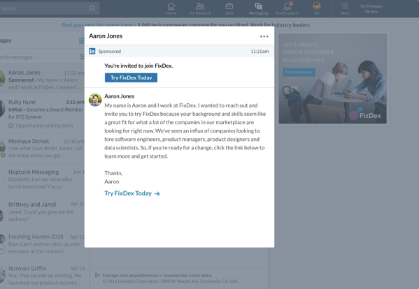 Cómo ejecutar campañas publicitarias de LinkedIn: una guía para principiantes tipo de anuncios de mensajes publicitarios de LinkedIn