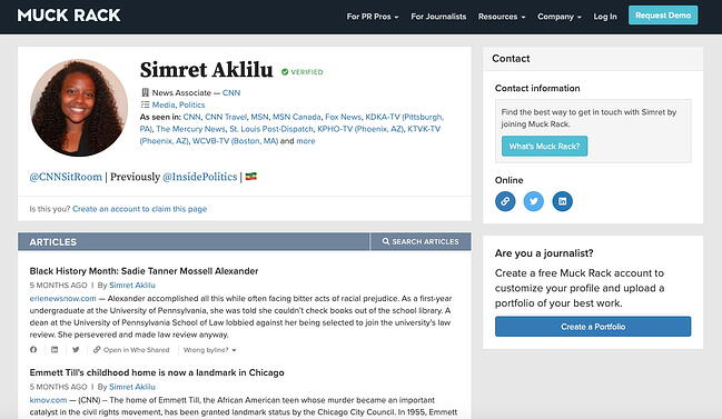 Los 9 mejores sitios web de portafolios gratuitos para crear un portafolio digital impresionante Portafolio en línea: Portafolio de Muck Rack
