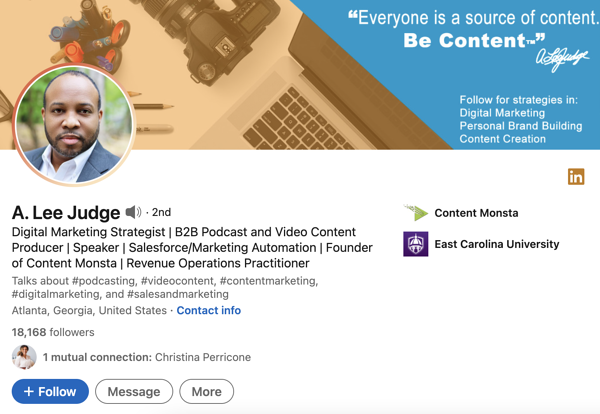un.  marketer de contenido de leejud a seguir en linkedin