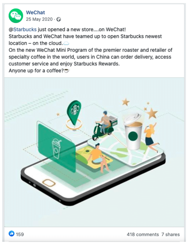¿Qué es WeChat? Introducción al marketing de WeChat para empresas Tienda Starbucks WeChat