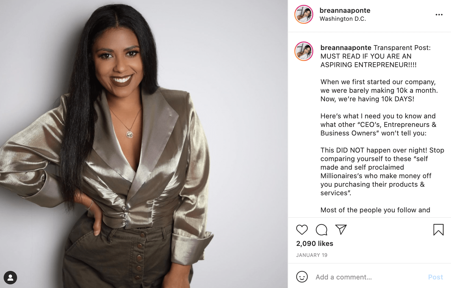 breanna ponte ejemplo de estrategia de redes sociales para empresas de propiedad negra