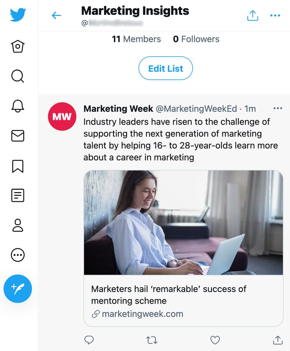10 herramientas de selección de contenido que todo profesional de marketing necesita herramienta de curación de contenido Lista de Twitter