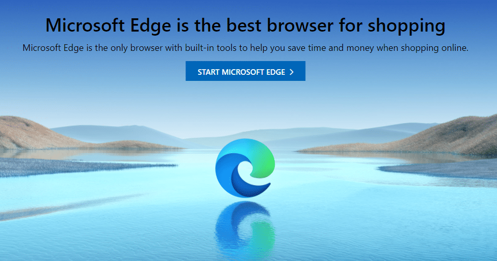 P&aacute;gina de inicio de Microsoft Edge.