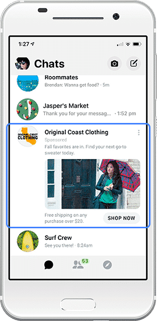 Anuncio de Facebook Messenger