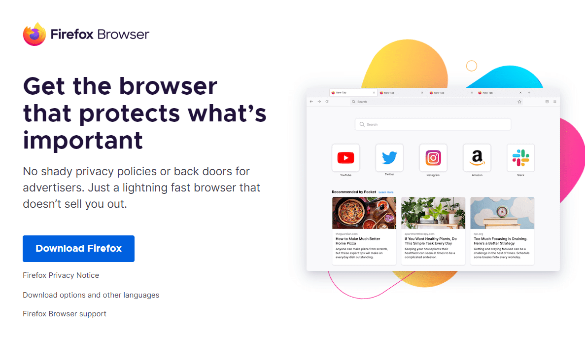 P&aacute;gina de inicio de Firefox.
