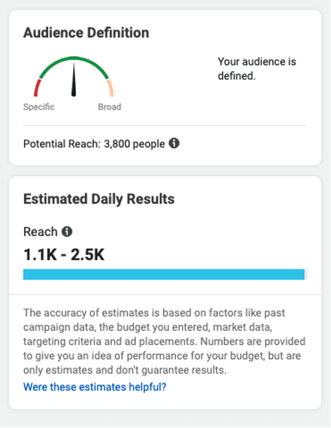 Cómo anunciarse en Instagram: una guía de 5 pasos para usar anuncios de Instagram definición de audiencia y resultados diarios estimados