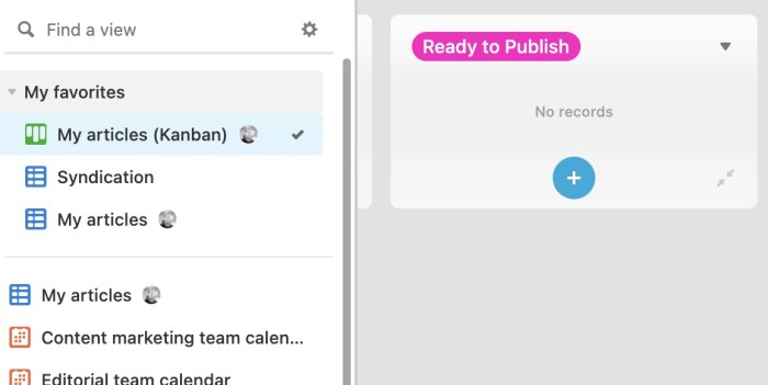 airtable-tips-13-lista-de-favoritos Captura de pantalla de las vistas favoritas en Airtable