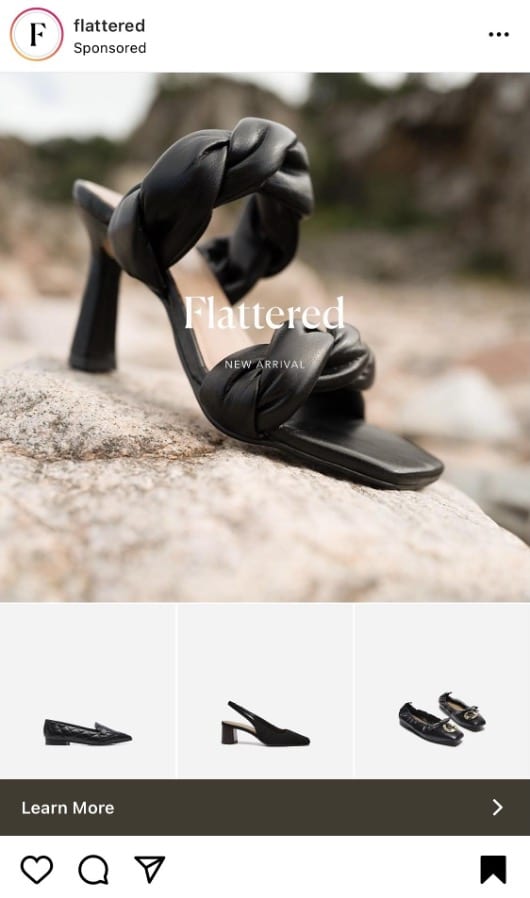 Cómo anunciarse en Instagram: una guía de 5 pasos para usar anuncios de Instagram anuncio de colección de tacones altos halagado