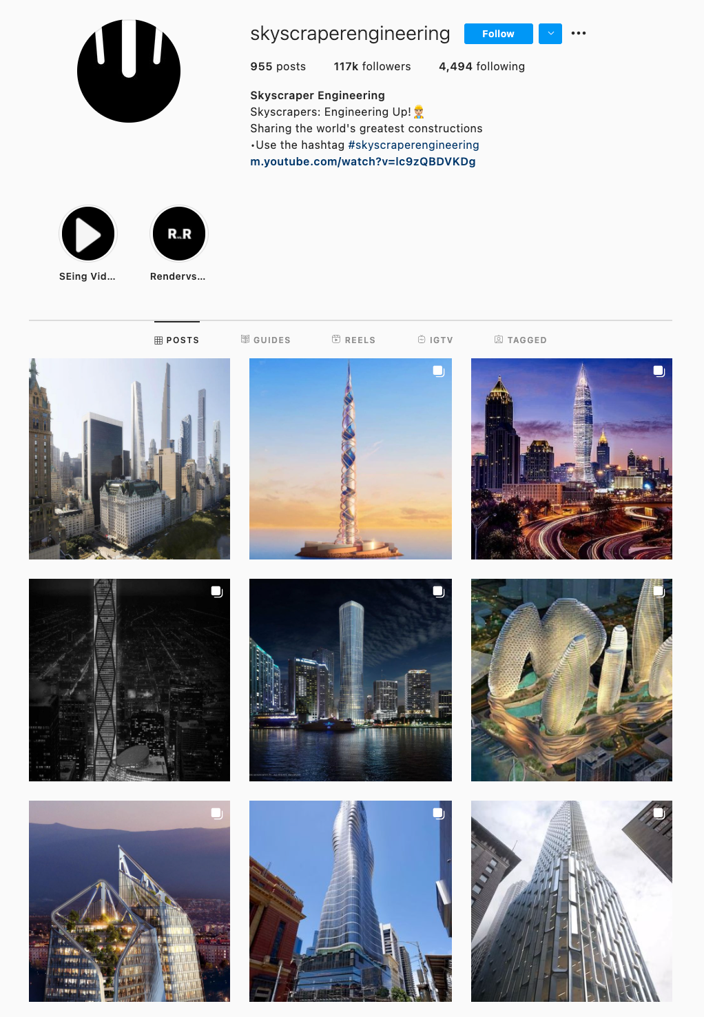 25 impresionantes temas de Instagram (y cómo pedirlos prestados para su propio feed) Ejemplo de tema de Instagram de líneas estructurales