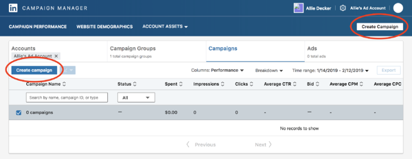 Cómo ejecutar campañas publicitarias de LinkedIn: una guía para principiantes Comience a configurar su campaña en el administrador de campañas publicitarias de LinkedIn.
