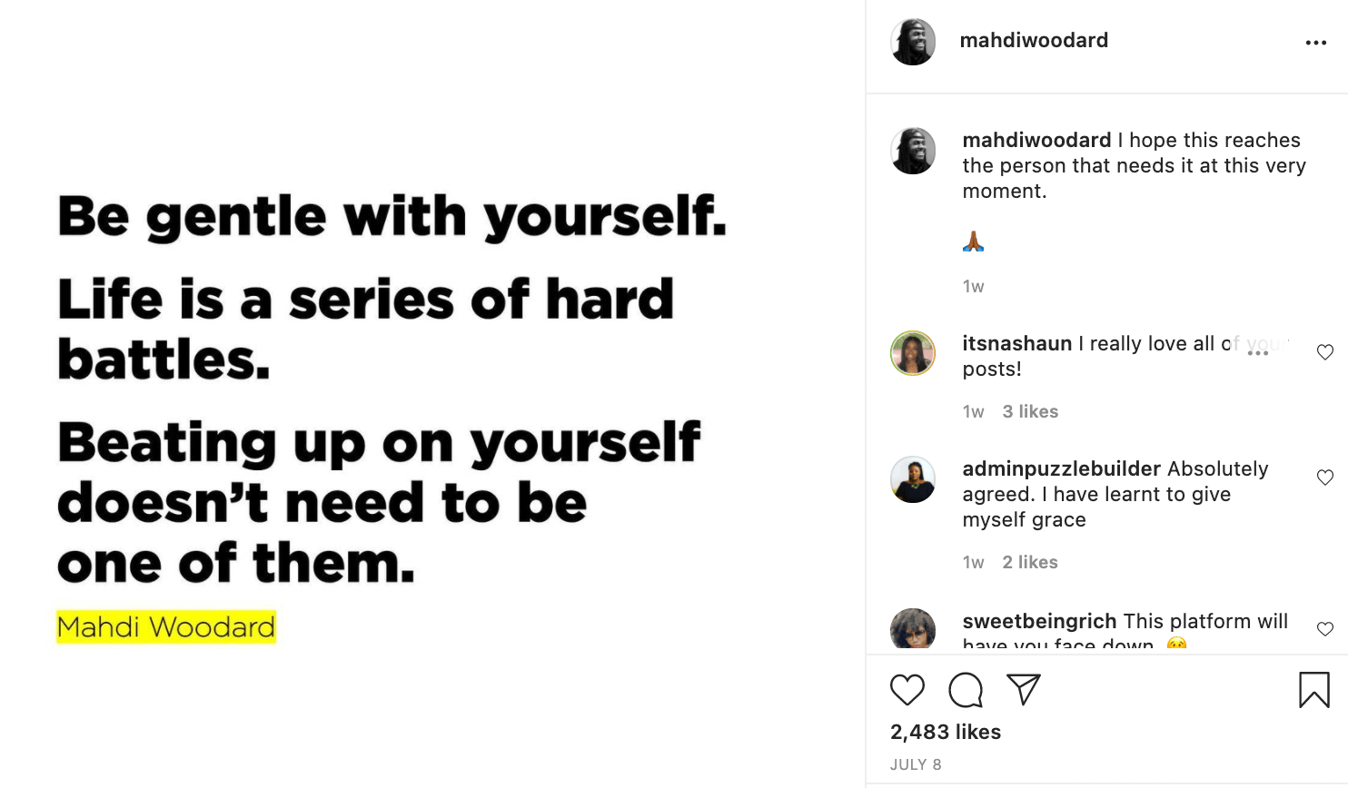 mahdi woodward post como un ejemplo de empresas de propiedad negra en las redes sociales