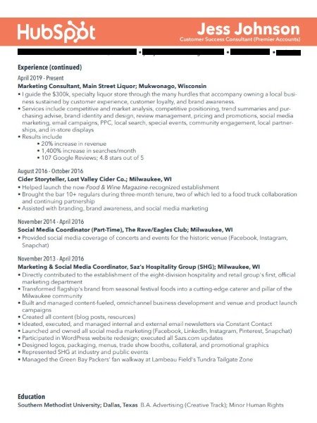 Ejemplo de curriculum vitae de marketing: Jess Johnson P&aacute;gina 2