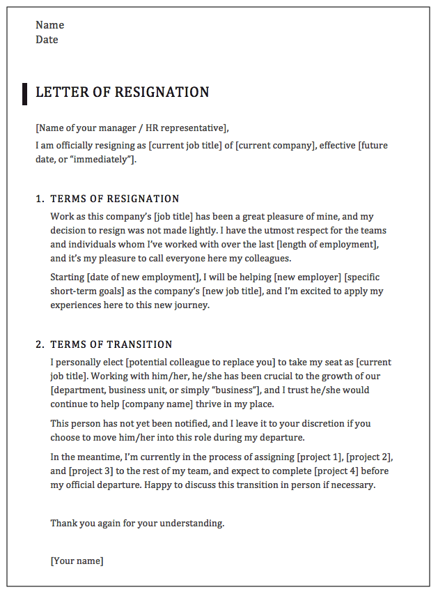 Plantilla de carta de renuncia ejecutiva
