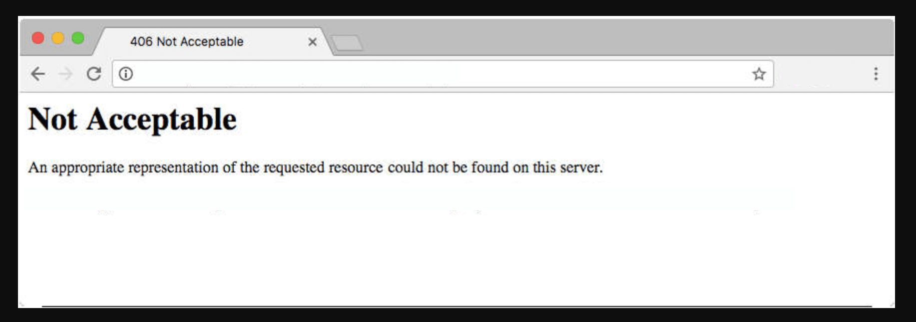 Una captura de pantalla del error 406 en un navegador.
