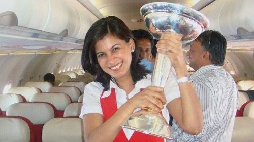 Neetu Shukla mientras trabajaba con Kingfisher Airlines