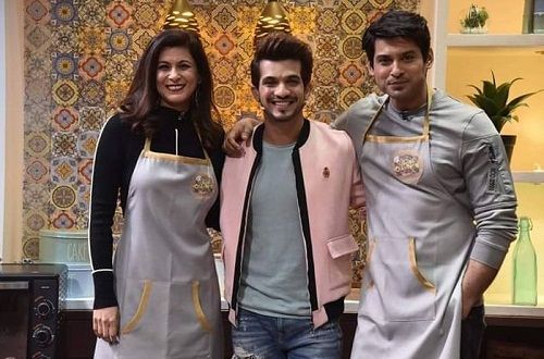 Neetu Shukla con Arjun Bijlani y Sidharth Shukla en Kitchen Champion