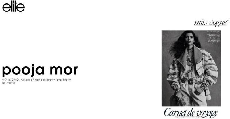 Pooja Mor presentado por Elite Model Management