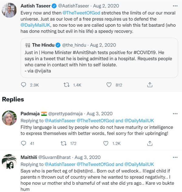El hijo de Tavleen Singh, Aatish Taseer, criticado por tuitear contra Amit Shah