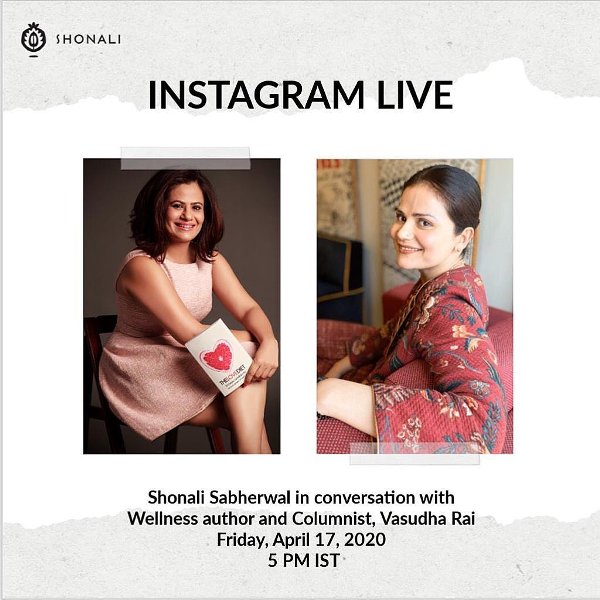 Vasudha Rai en la portada de la invitaci&oacute;n de un evento en vivo de Instagram