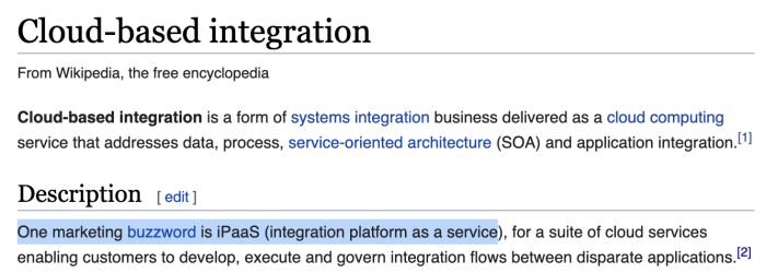Wikipedia hablando de iPaas