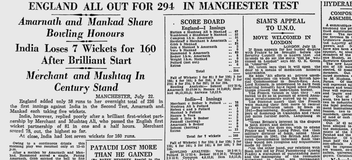 Art&iacute;culo en Indian Express el 23 de julio de 1946