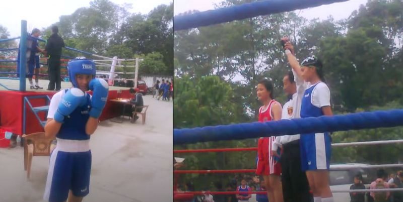 Eksha Kerung en un torneo de box a nivel nacional