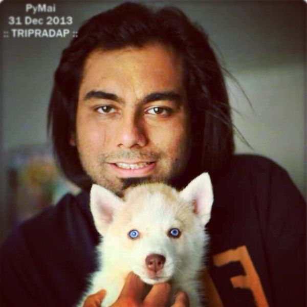 Gaggan Anand con su perro mascota