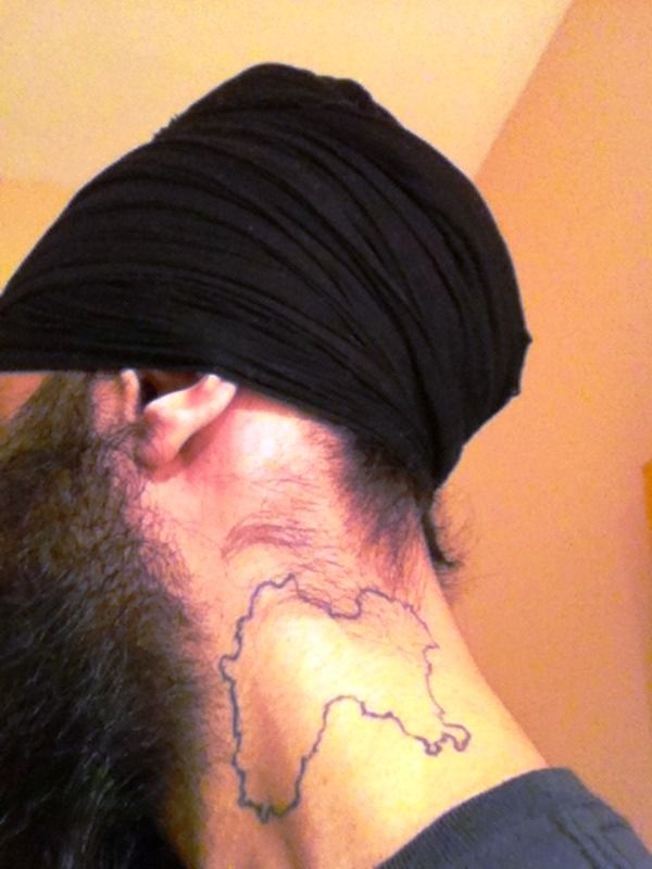 Humilde el tatuaje del poeta del mapa de Punjab