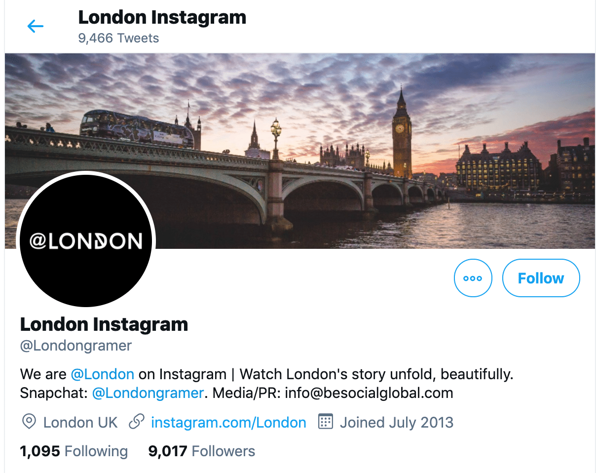 Londres biograf&iacute;a de Twitter