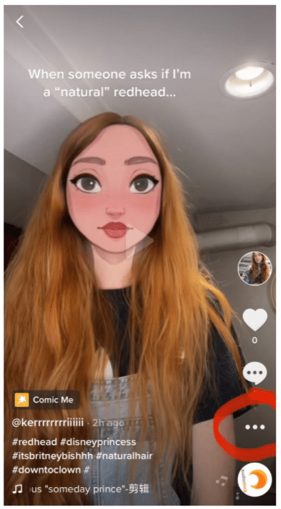 Ejemplo de video de TikTok pelirroja natural