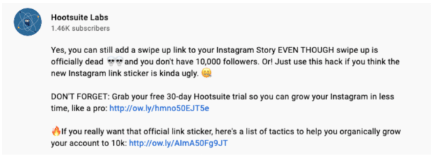 Descripci&oacute;n del video de YouTube de Hootsuite Labs