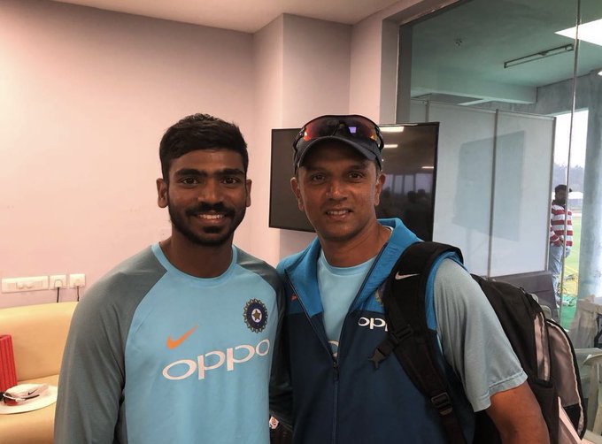 Srikar Bharat con Rahul Dravid