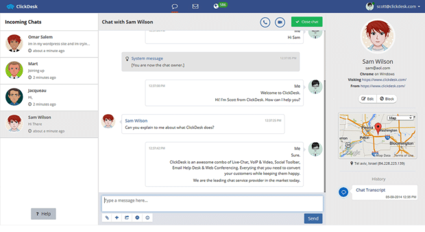 Las 7 mejores soluciones de software de servicio al cliente para 2021 Aplicación de chat en vivo de Clickdesk