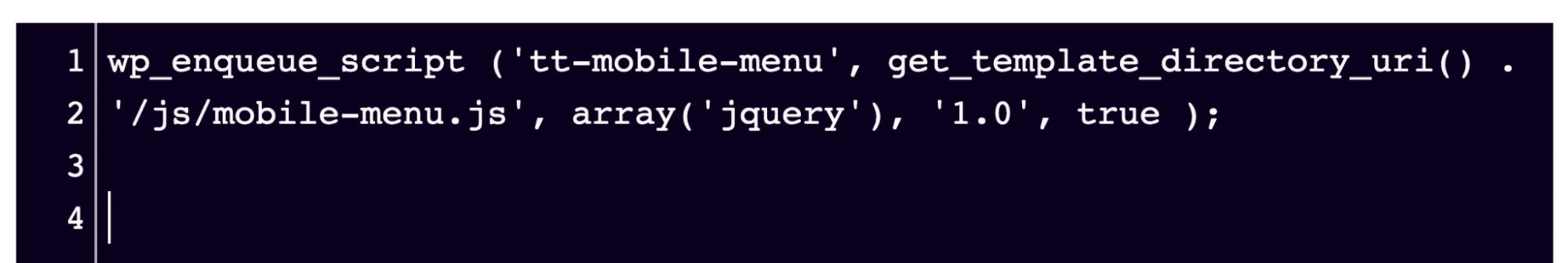 El fragmento se puede pegar en cualquier editor de FTP, siempre que est&eacute; en el archivo script-loader.php.