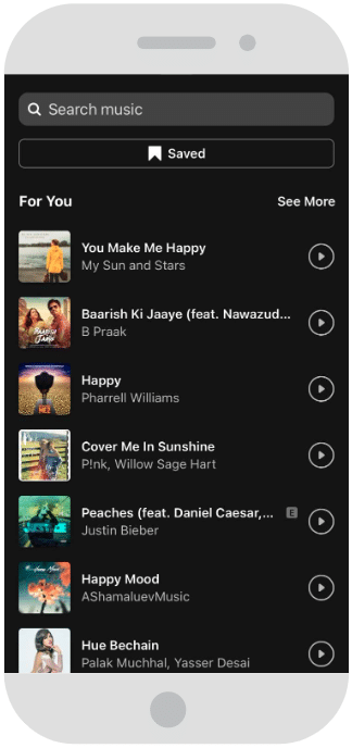 Seleccionar una canci&oacute;n de la biblioteca de m&uacute;sica de Instagram