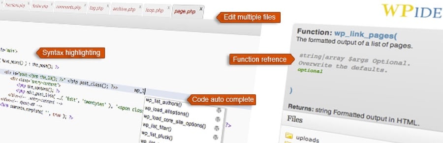 Complemento de wordpress abstracto de WPide