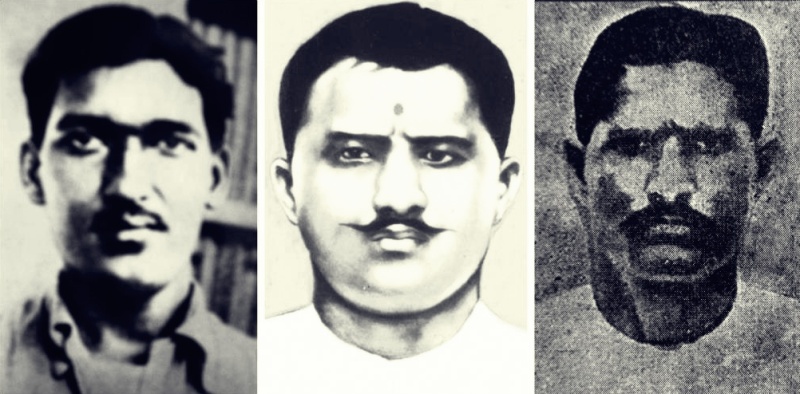 Una imagen de Ashfaq, Bismil y Roshan Singh