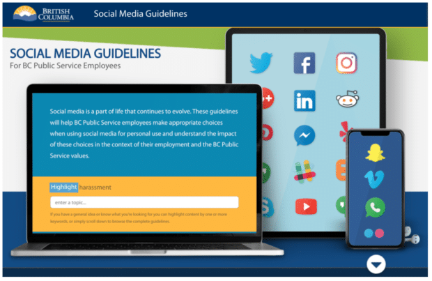 pautas de redes sociales para los empleados del servicio p&uacute;blico de BC