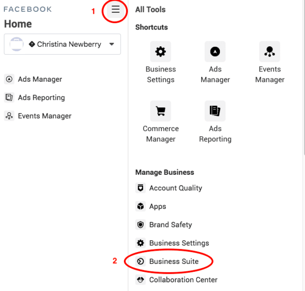 icono de men&uacute; suite de negocios