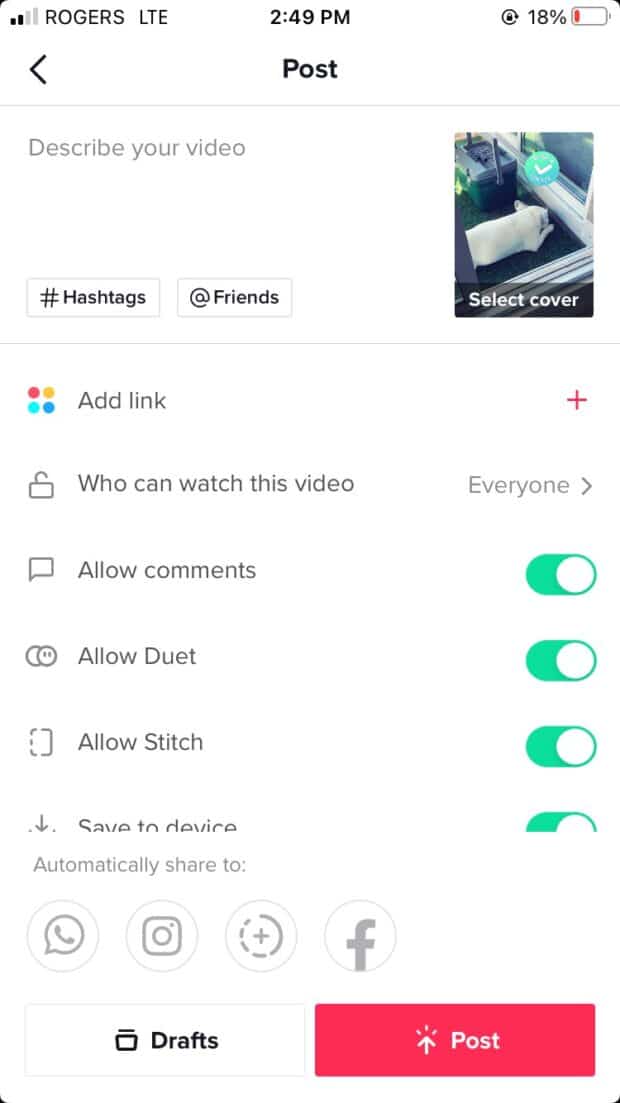 describir el video y agregar subt&iacute;tulos, hashtags, etc.