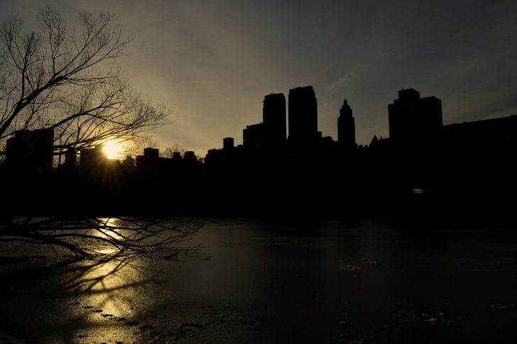 puesta de sol sobre Central Park 