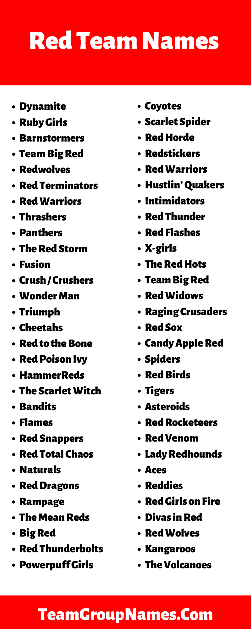 Nombres del equipo rojo: 340 nombres únicos y geniales para el equipo rojo